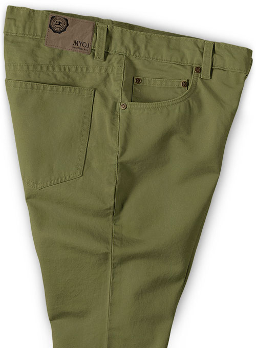 Green Feather Cotton Canvas Stretch Jeans