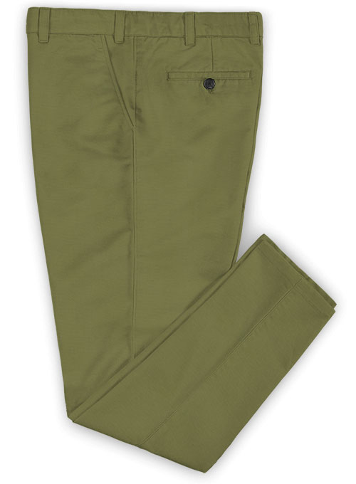 Green Feather Cotton Canvas Stretch Chino Pants
