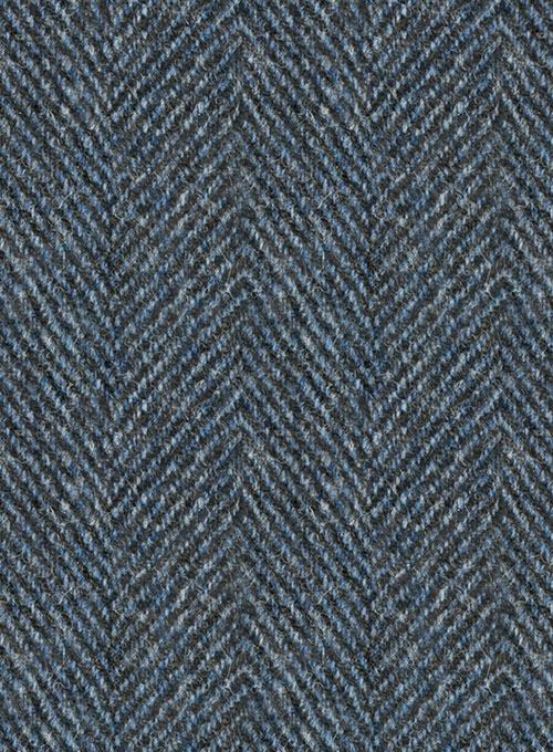 Harris Tweed Wide Herringbone Blue Pants - Click Image to Close