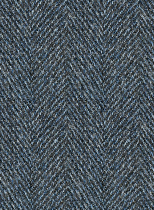 Harris Tweed Wide Herringbone Blue Pants