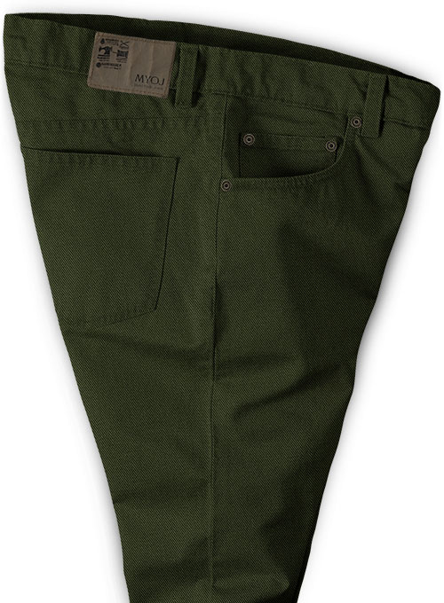 Heavy Olive Chino Jeans - Click Image to Close