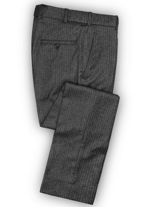 Herringbone Gray Flannel Wool Pants