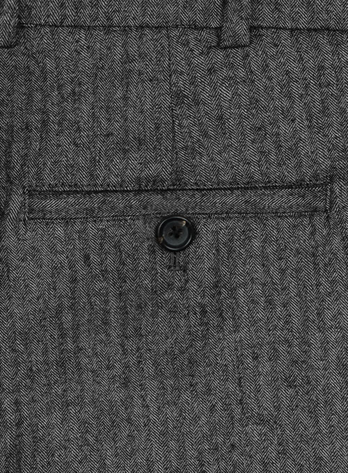 Herringbone Gray Flannel Wool Pants