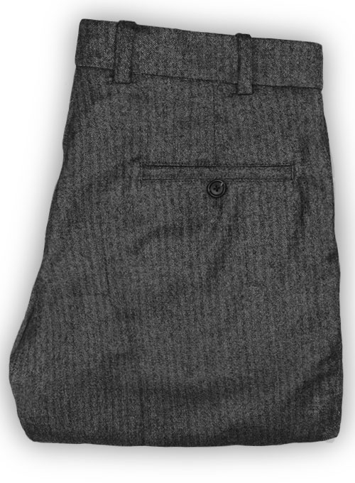 Herringbone Gray Flannel Wool Pants