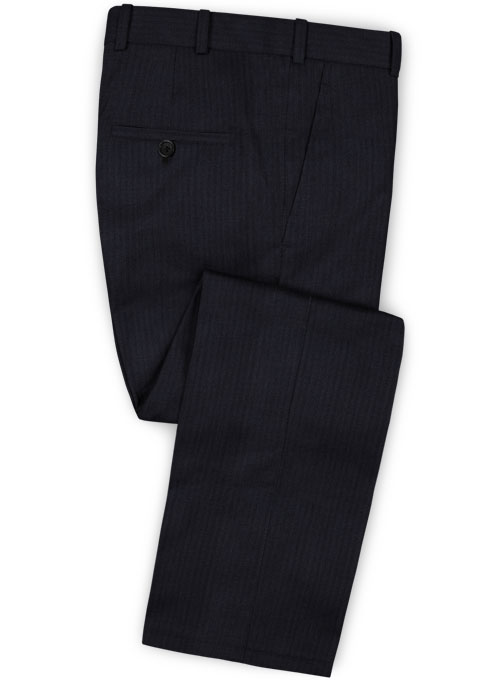 Herringbone Wool Blue Pants