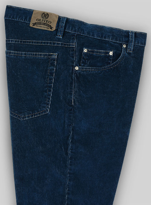 Indigo Corduroy Stretch Jeans - Hard Wash