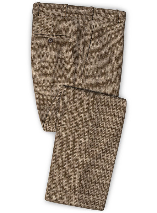 Irish Brown Herringbone Tweed Pants