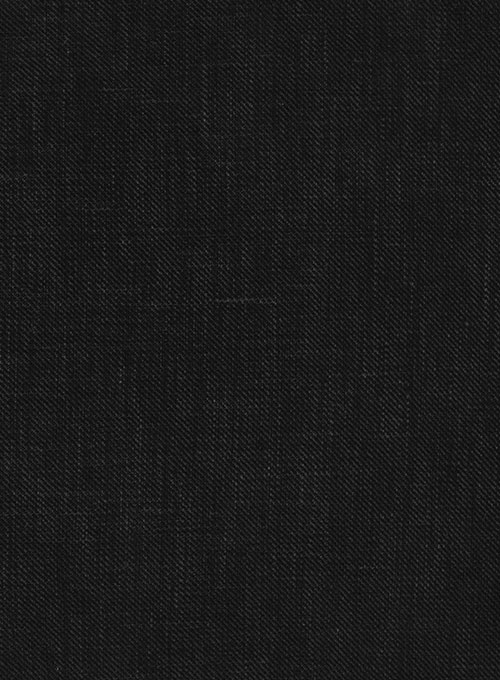 Italian Black Twill Linen Pants - Click Image to Close
