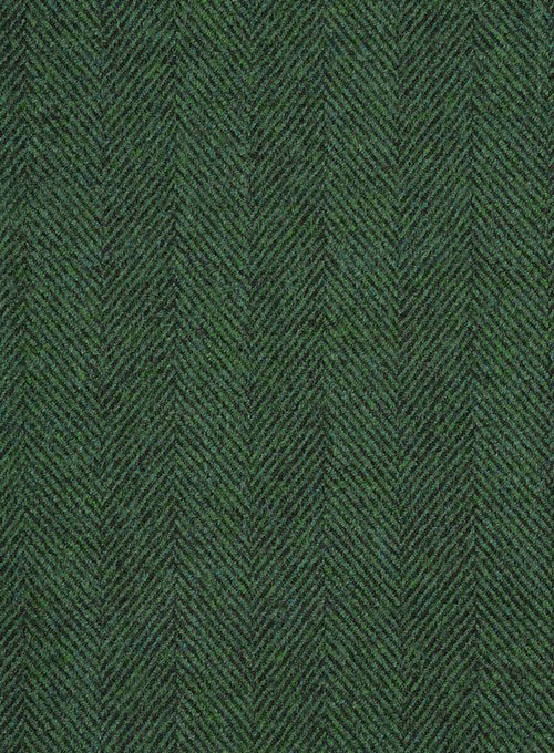 Italian Wide Herringbone Green Tweed Pants