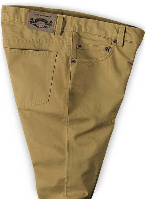 Khaki Feather Cotton Canvas Stretch Jeans