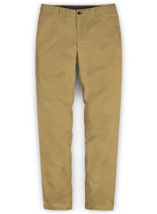 Khaki Feather Cotton Canvas Stretch Chino Pants