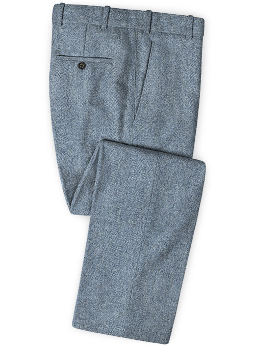 Light Blue Herringbone Tweed Pants