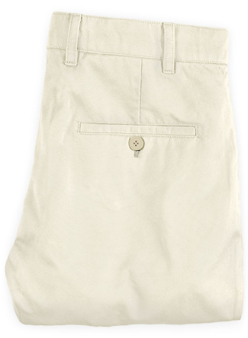 Light Beige Feather Cotton Canvas Stretch Chino Pants - Click Image to Close