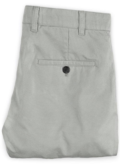 Light Gray Feather Cotton Canvas Stretch Chino Pants - Click Image to Close