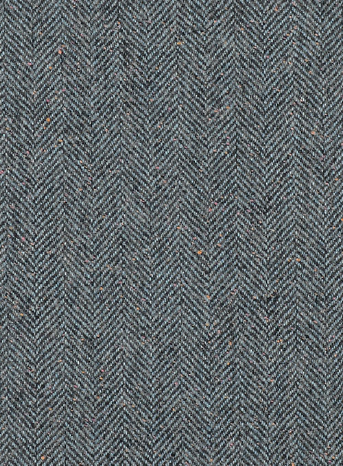 Mid Blue Herringbone Flecks Donegal Tweed Pants