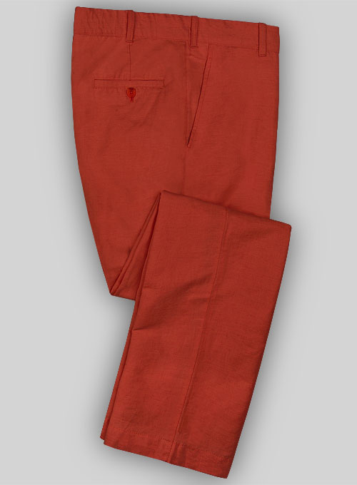 Red Safari Cotton Linen Pants
