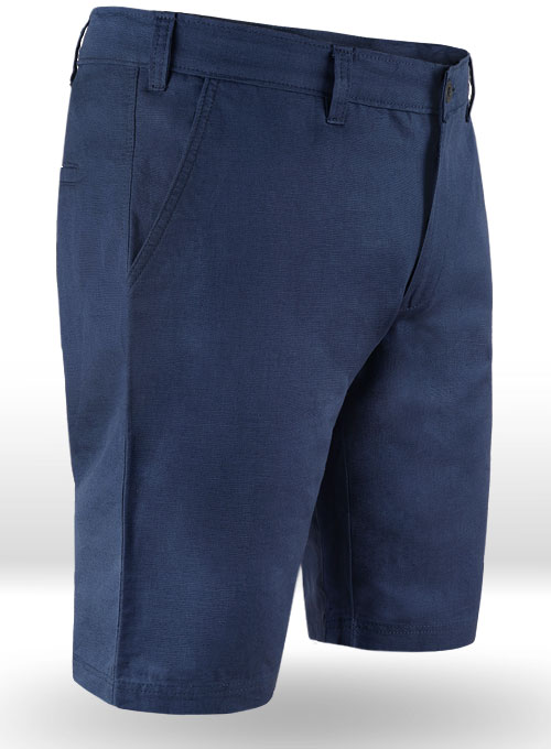 Safari Royal Blue Cotton Linen Shorts - Click Image to Close