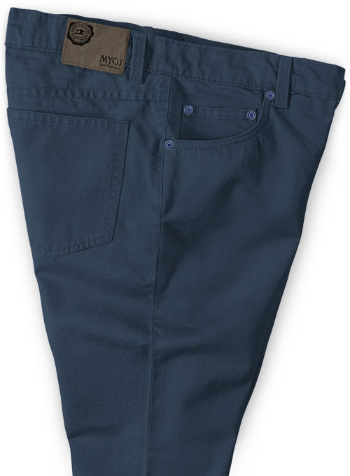 Royal Blue Feather Cotton Canvas Stretch Jeans