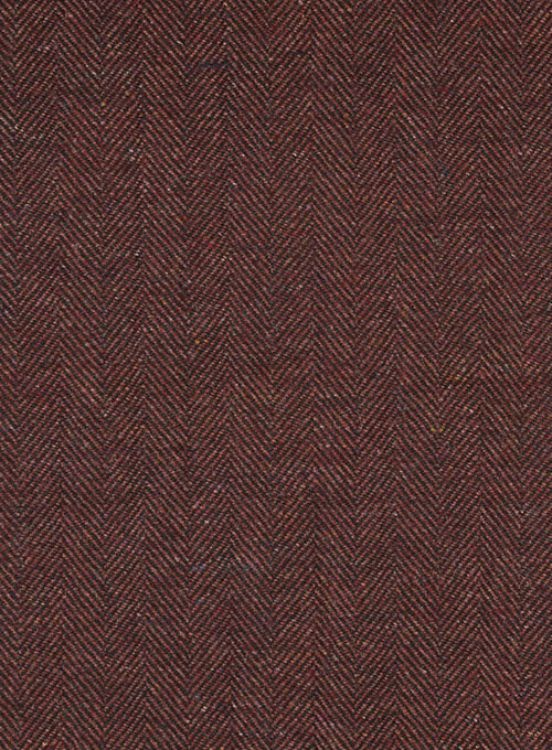 Royal Wine Herringbone Tweed Pants