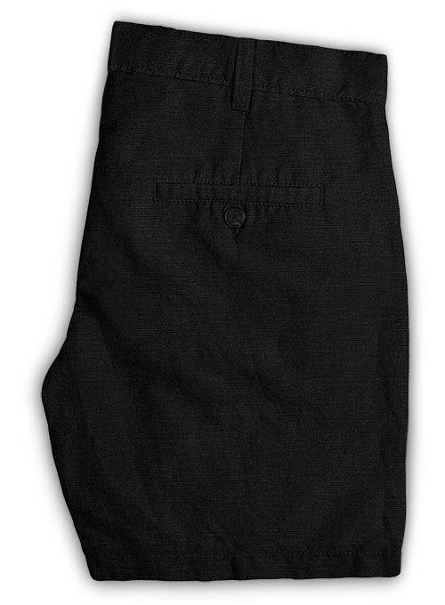 Safari Black Cotton Linen Shorts - Click Image to Close