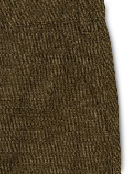 Safari Congo Brown Cotton Linen Shorts - Click Image to Close