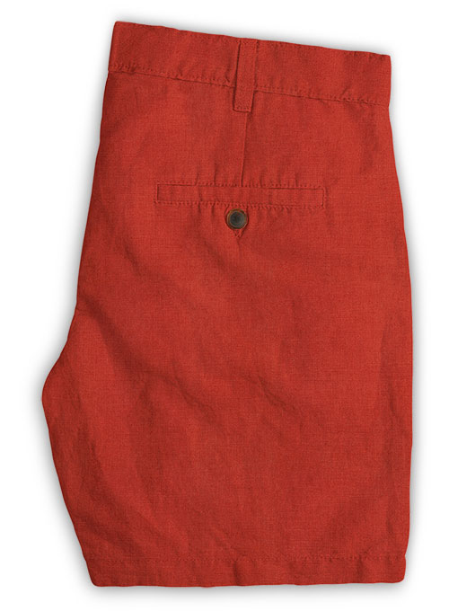 Safari Red Cotton Linen Shorts