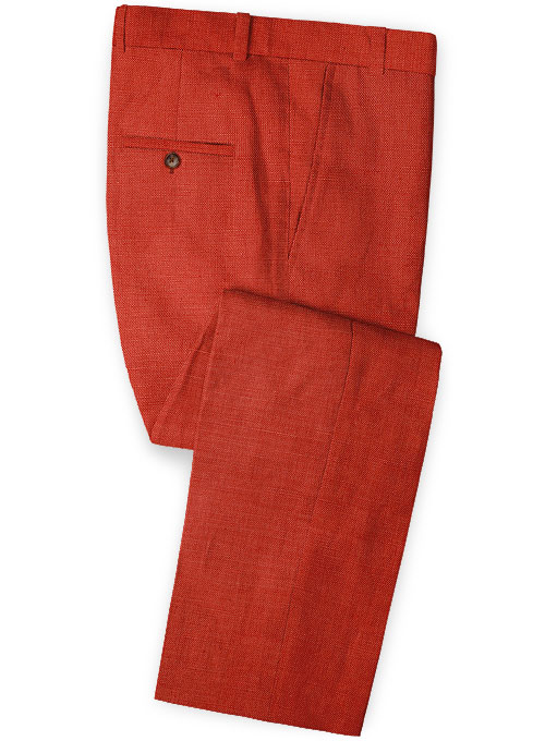 Safari Red Cotton Linen Pants