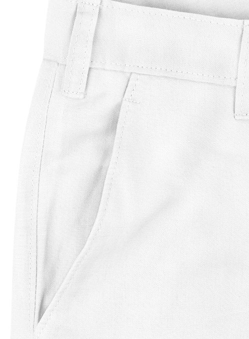 Safari White Cotton Linen Shorts