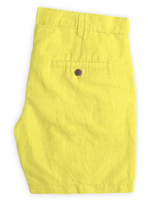 Safari Yellow Cotton Linen Shorts - Click Image to Close