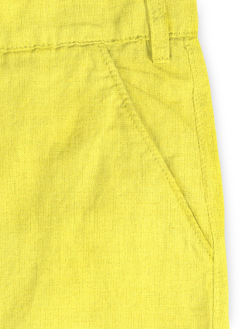 Safari Yellow Cotton Linen Shorts