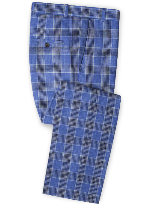 Solbiati Blue Checks Linen Pants