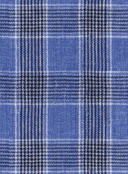Solbiati Blue Checks Linen Pants - Click Image to Close