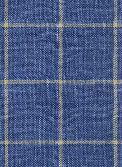 Solbiati Blue Windowpane Linen Pants - Click Image to Close