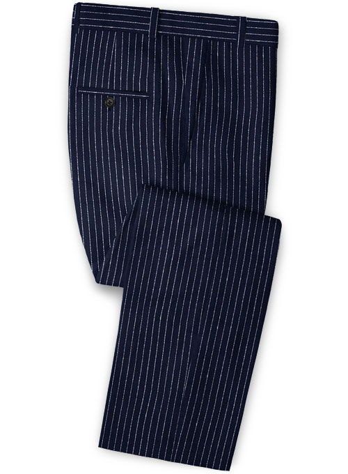 Solbiati Dark Blue Stripes Linen Pants