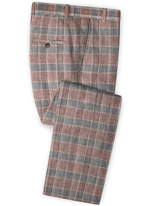 Solbiati Wine Checks Linen Pants