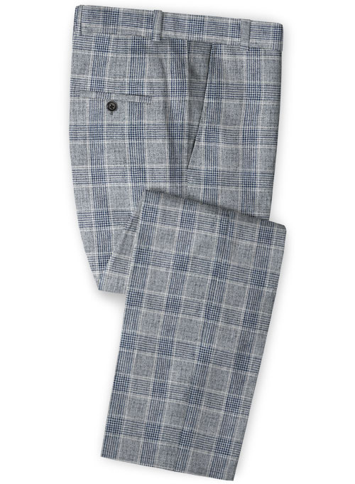 Solbiati Gray Checks Linen Pants