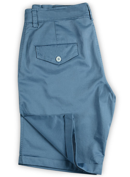 Stretch Summer Weight Saga Blue Chino Cargo Shorts #419