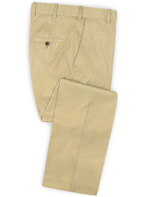 Stretch Beige Wool Pants