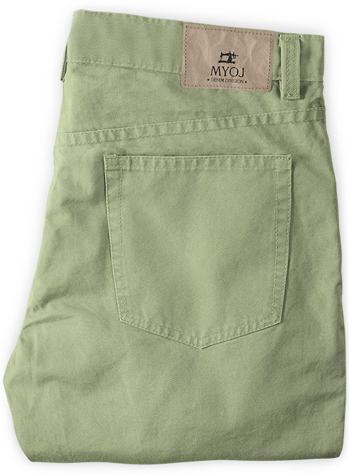 Stretch Summer Weight River Green Chino Jeans - Click Image to Close