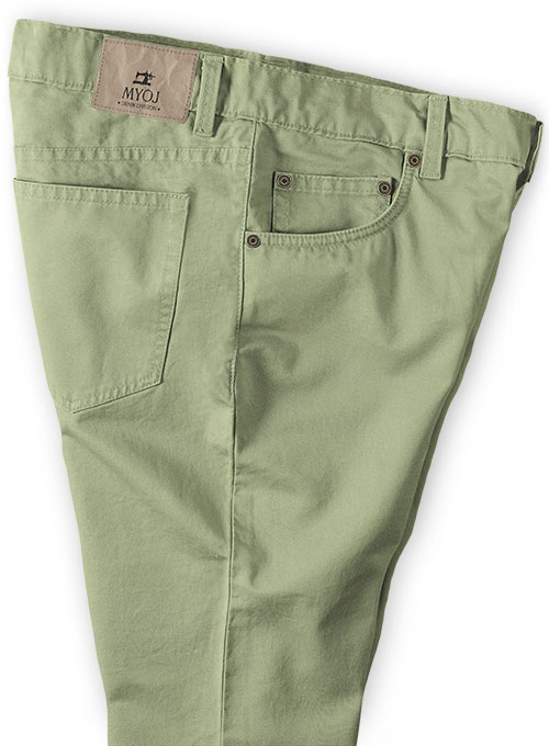 Stretch Summer Weight River Green Chino Jeans - Click Image to Close