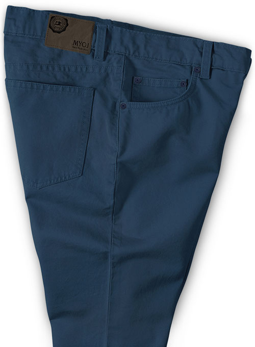 Stretch Summer Weight Ink Blue Chino Jeans - Click Image to Close