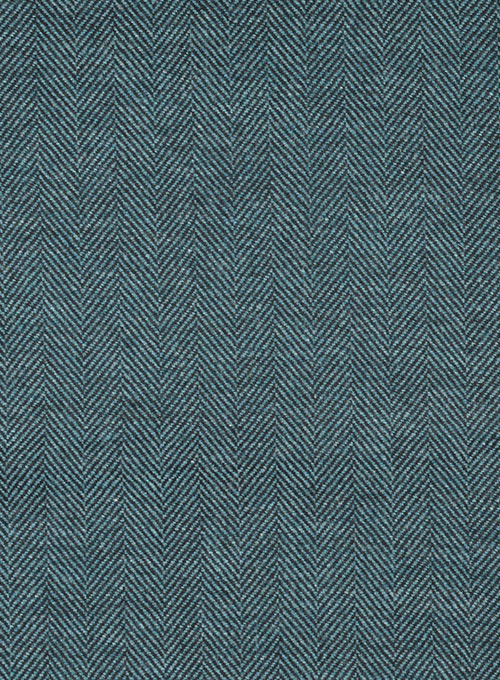 Teal Blue Herringbone Tweed Pants