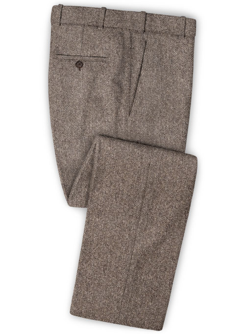 Vintage Dark Brown Herringbone Tweed Pants