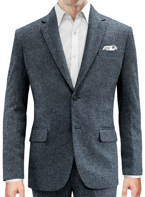 Arc Blue Herringbone Flecks Donegal Tweed Jacket - Click Image to Close
