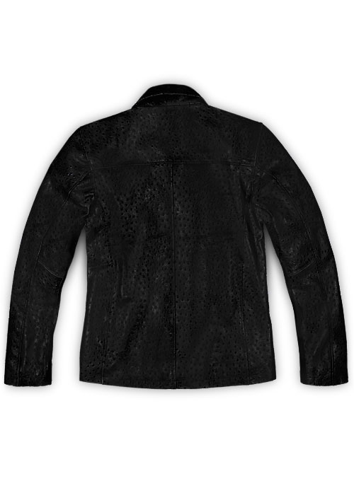 Black Ostrich Leather Hipster Jacket #2