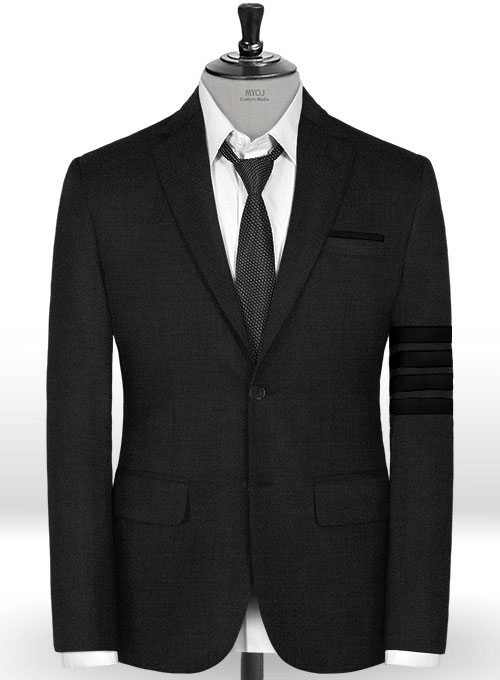 Black Merino Wool Black Bar Jacket