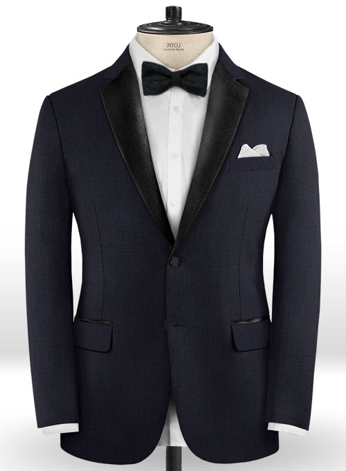 Blue Merino Wool Tuxedo Jacket