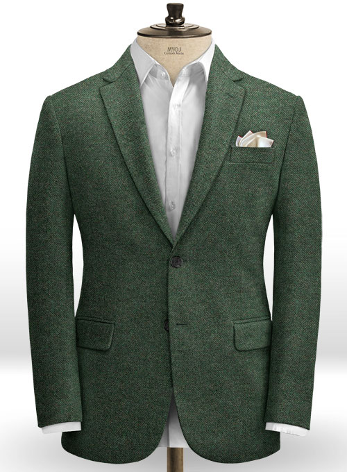 Bottle Green Herringbone Tweed Jacket