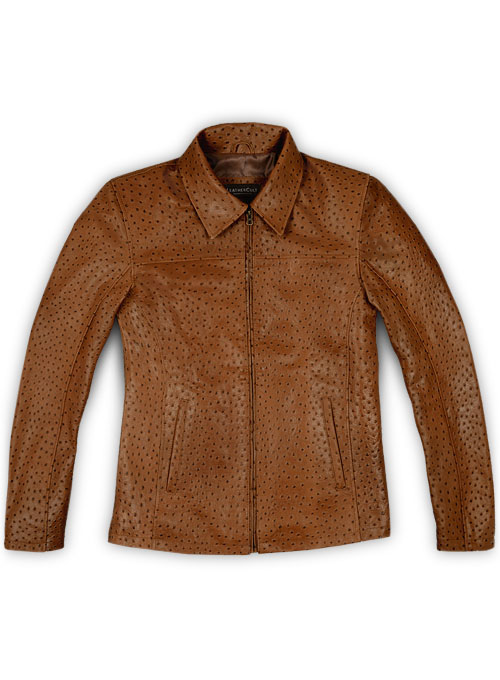 Brown Ostrich Leather Hipster Jacket #2 - Click Image to Close