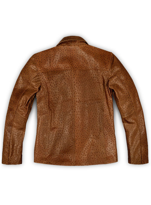 Brown Ostrich Leather Hipster Jacket #2 - Click Image to Close